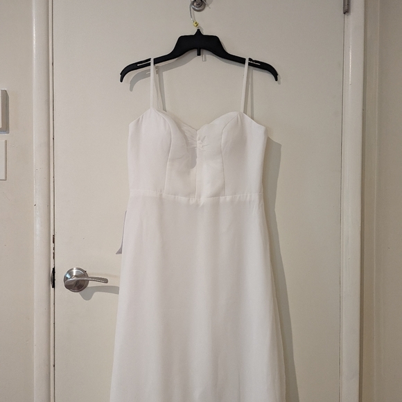 White Chiffon Azazie Justina Dress - Picture 6 of 8